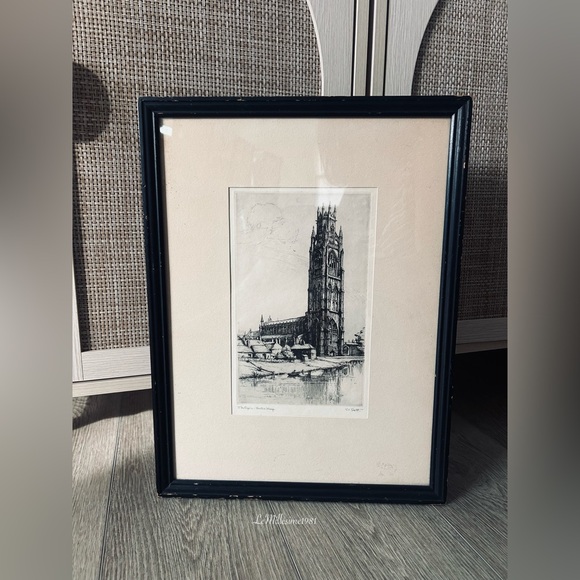Vintage St. Botolph’s Church Boston – Gothic Architectural Etching1930